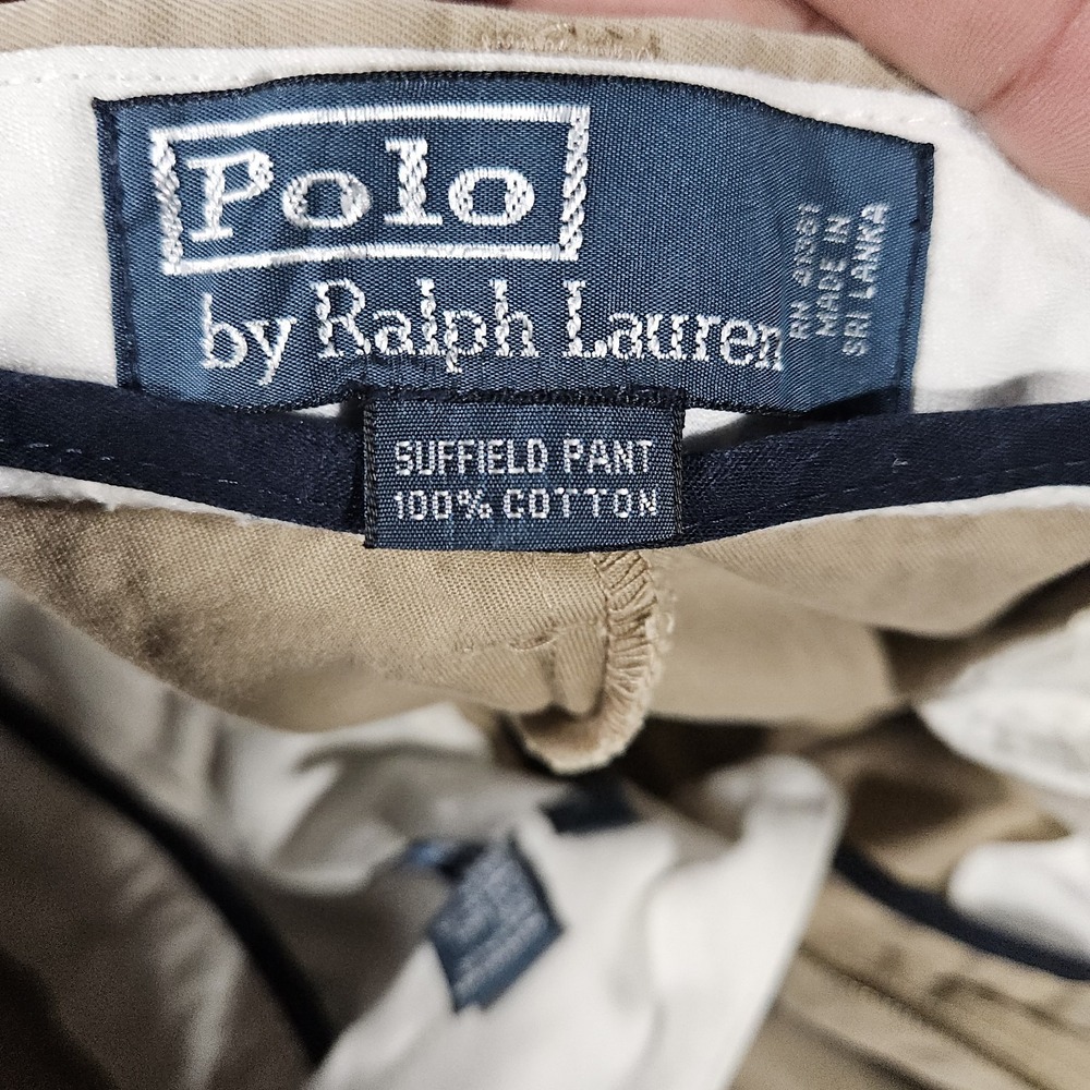 VTG Polo Ralph Lauren Suffield Pant Men 38x31 Khaki Chino Pony Preppy City Y2K - Picture 4 of 10